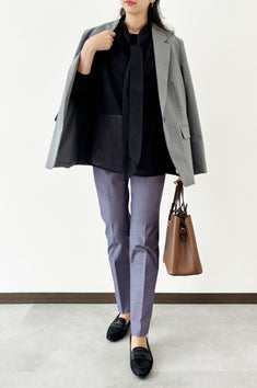 上品パープルでワンランクアップコーデ<br>【オックスフォード・テーパード】