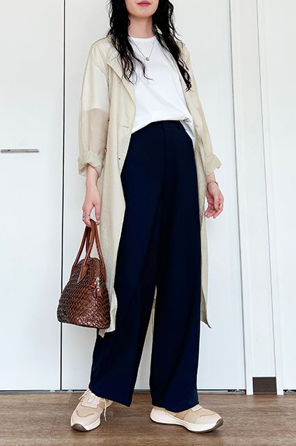 シンプルなのにサマになる、ゆるっと垢抜けコーデ<br>【ジョーゼットレングス美人・ワイド】