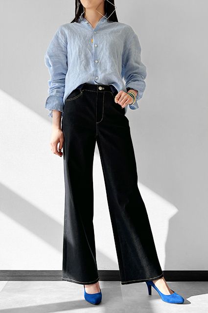 クールなブルートーンで爽やかに<br>【スムースジーンズ・ワイド】
