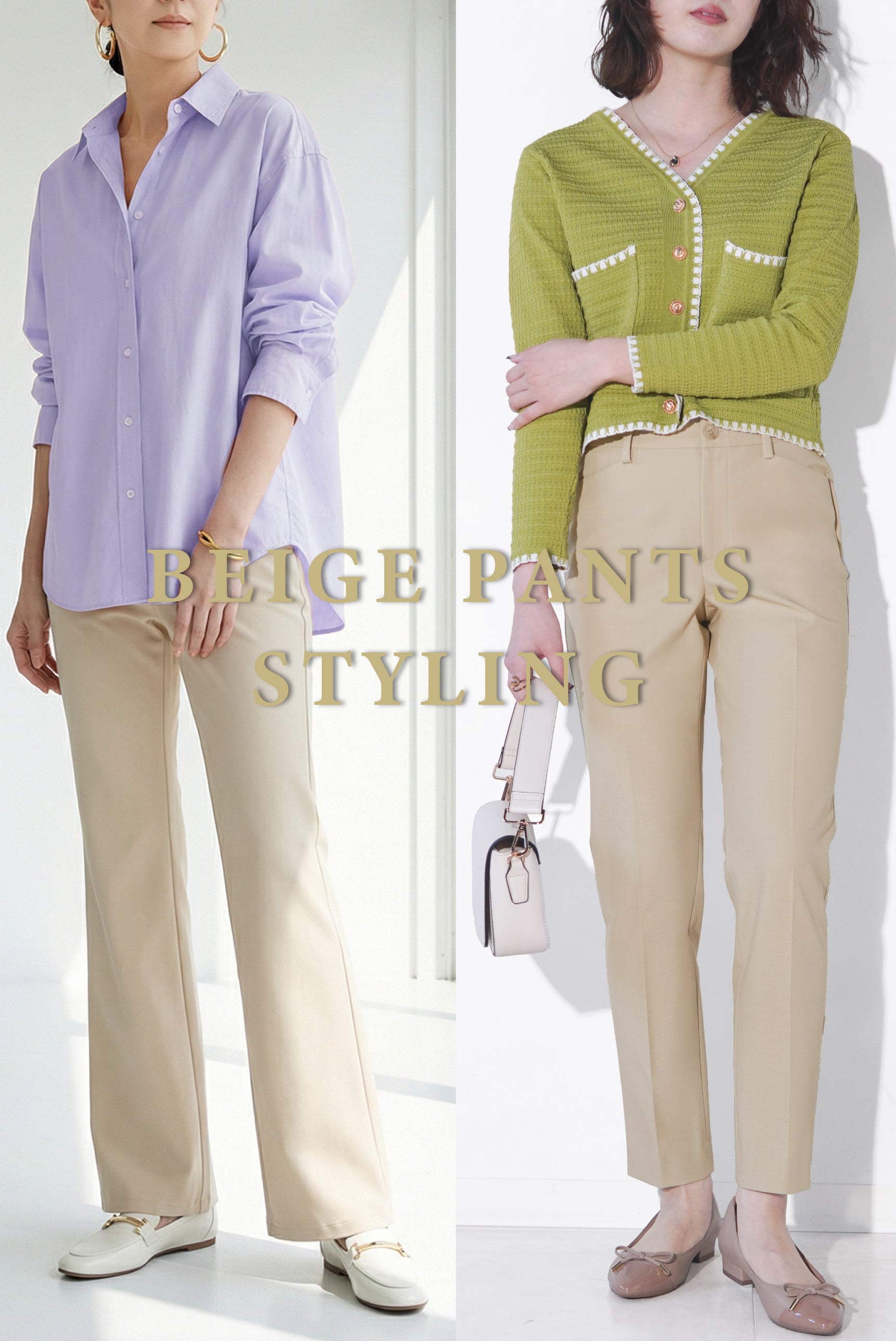60代のベージュパンツ｜日常や外出に取り入れやすいきれいめ春スタイル