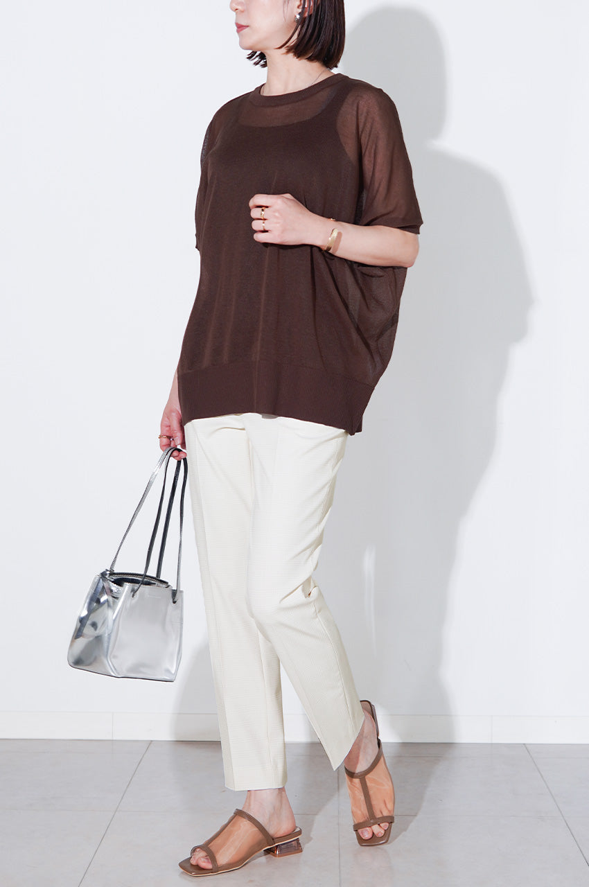 ブラウン×アイボリーで叶える軽やかな夏！<br>【ドライチェック・テーパード】