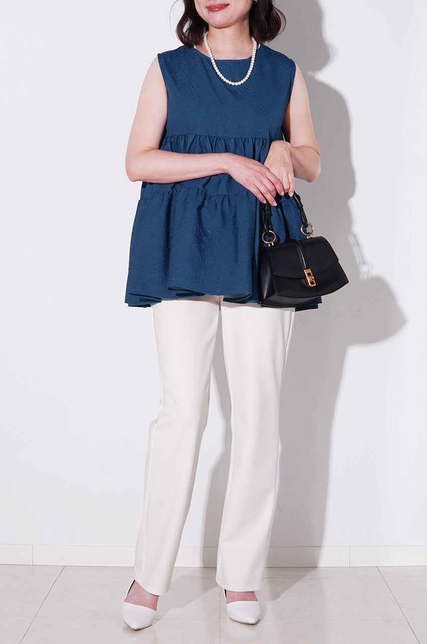 上品トップス&アイボリーパンツでご褒美ディナーへ<br>【ケトレル・ストレート】