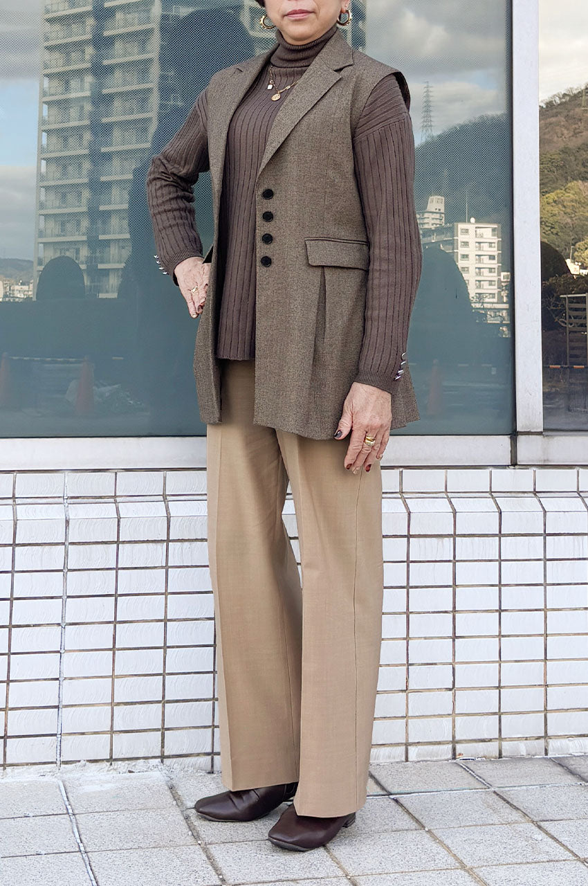 冬のオケージョンコーデ【会議の日】<br>【梳毛ウール・ワイド】