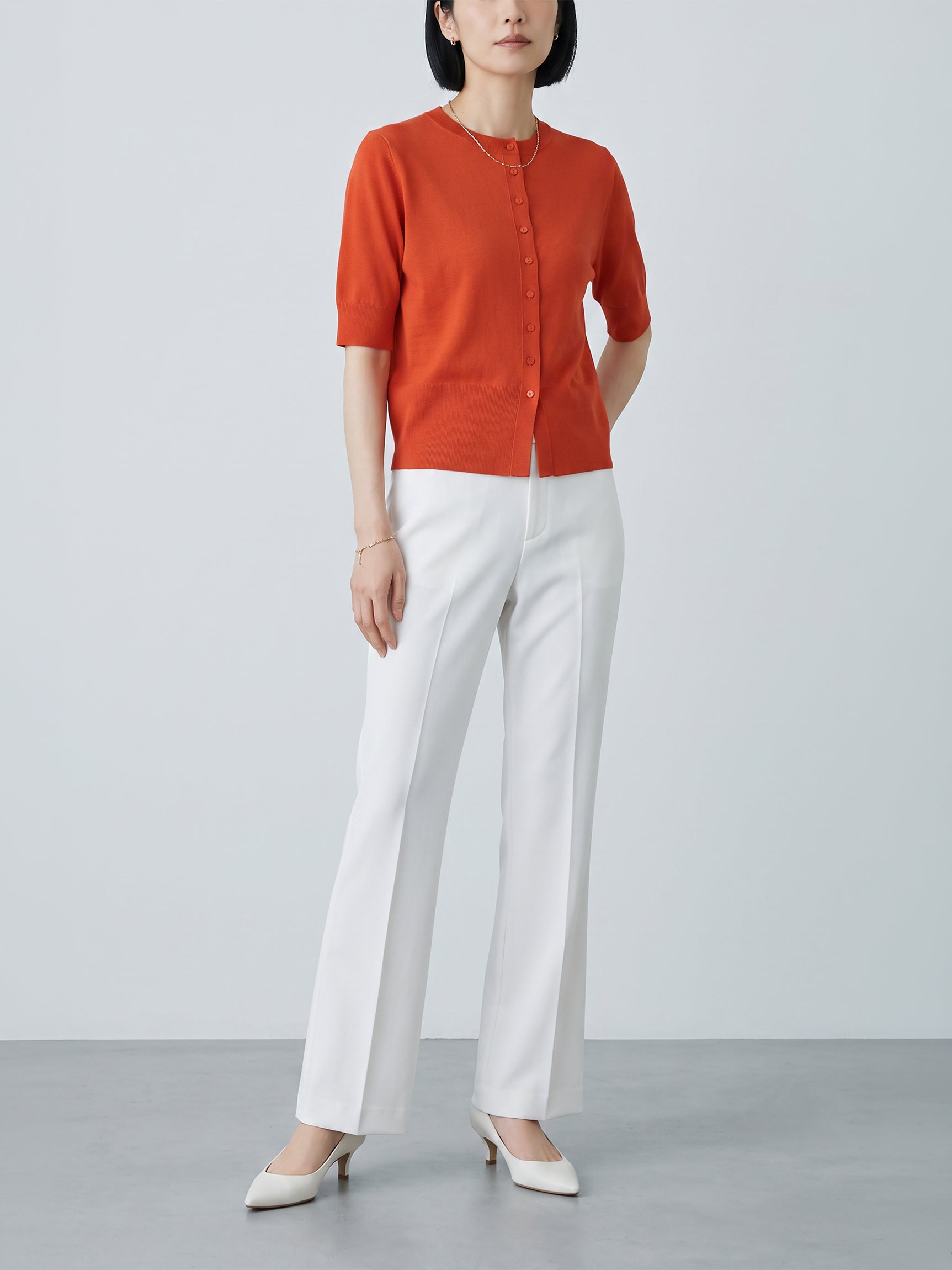 Double-cross semi-flared pants