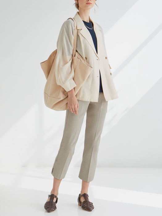 夏季限定】ジョーゼット・スリットクロップドパンツ — B-THREE