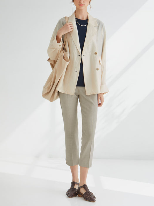 夏季限定】ジョーゼット・スリットクロップドパンツ — B-THREE