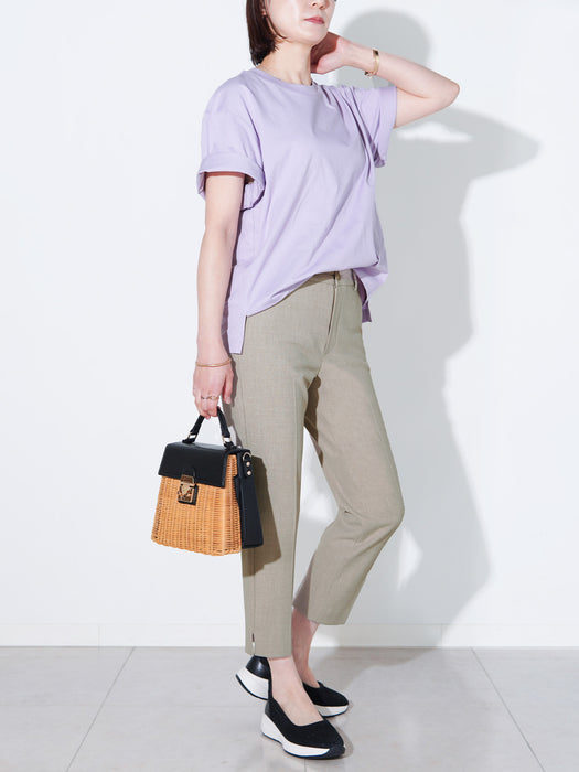 夏季限定】ジョーゼット・スリットクロップドパンツ — B-THREE