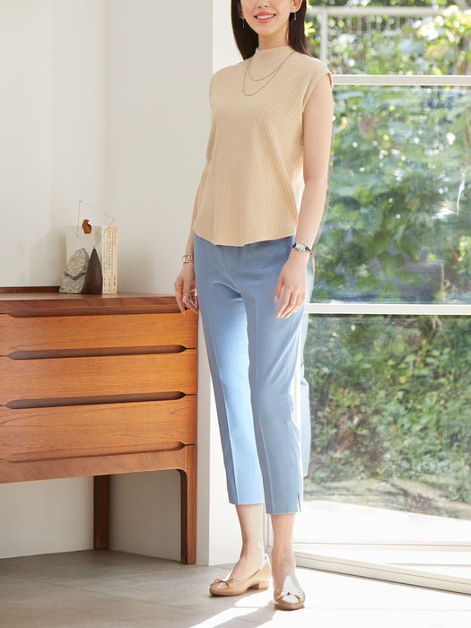 夏季限定】ジョーゼット・スリットクロップドパンツ — B-THREE