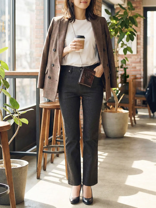 ジーンズライク・ストレートパンツ