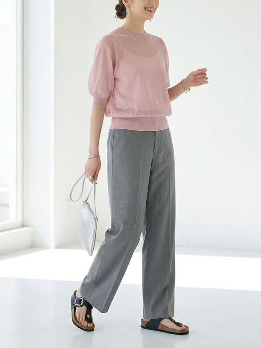 梳毛ウール・ワイドパンツ