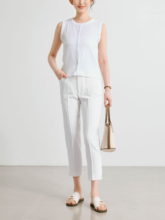 【夏季限定】ジョーゼット・スリットクロップドパンツ