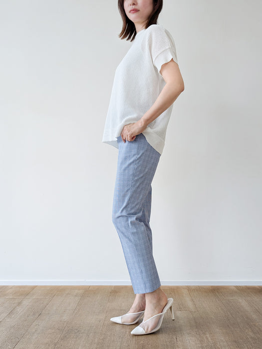 身長:160cm 裾上げなし、Ⅱ（M）サイズ着用、#78 ブルー×ホワイト