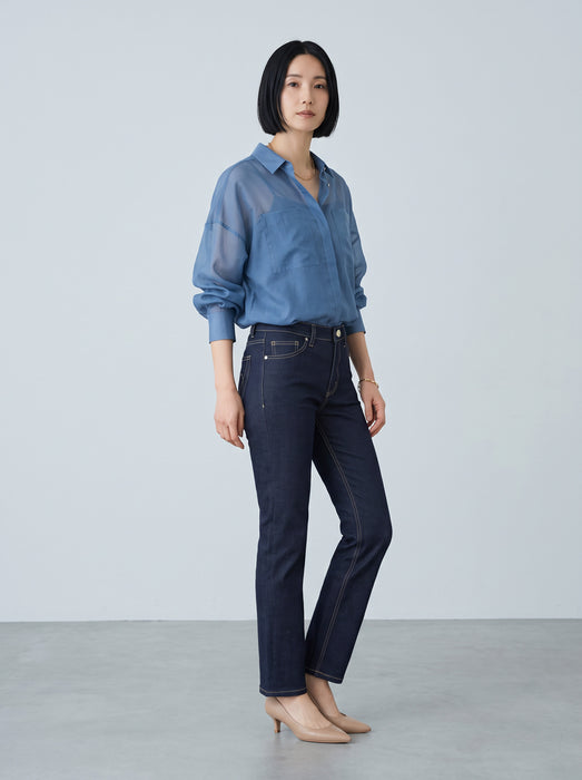 Jeans-like straight pants