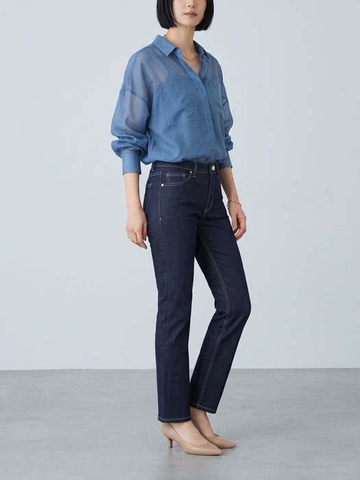 Jeans-like straight pants
