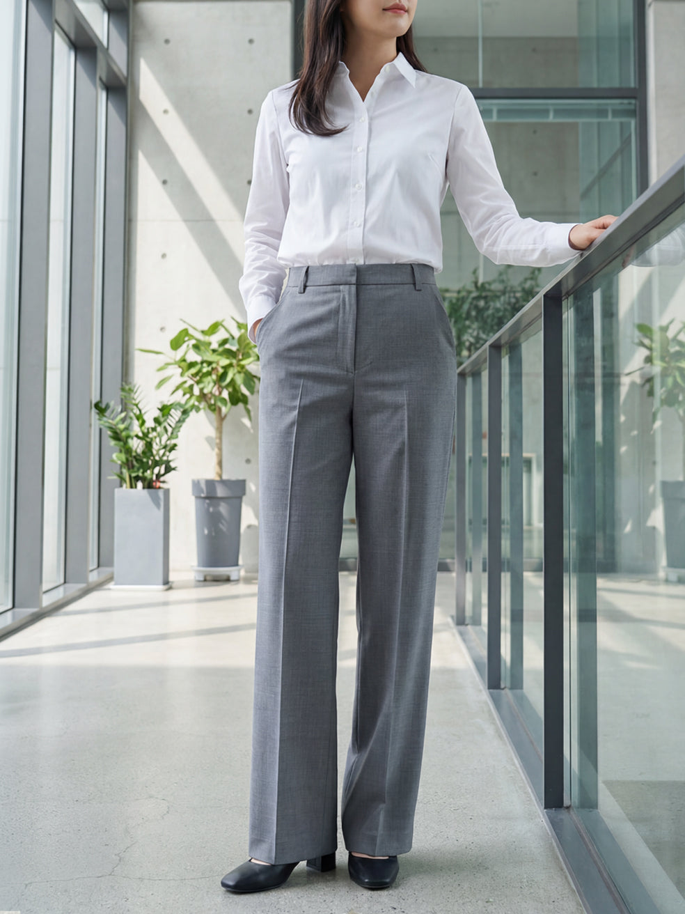 梳毛ウール・ワイドパンツ