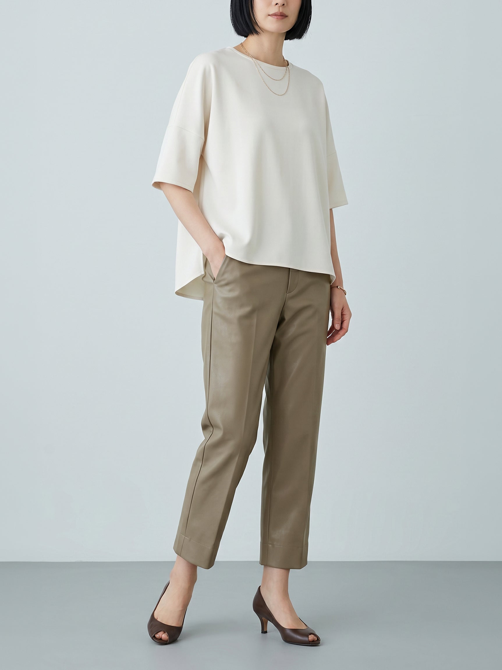 Glossy Cross Wide Tapered Pants