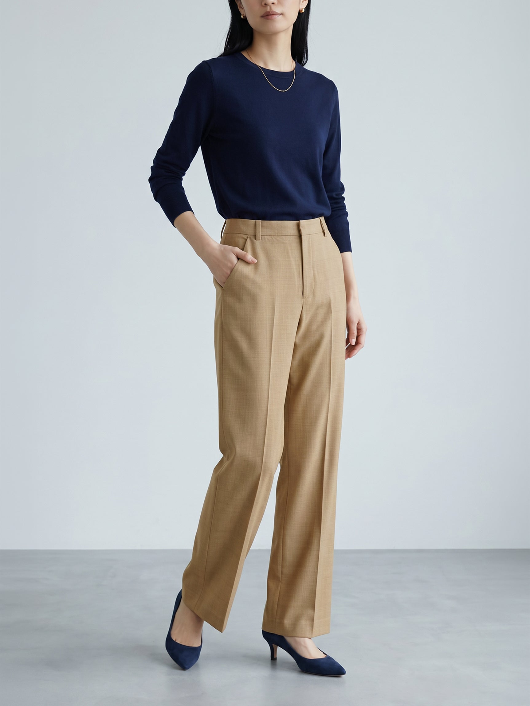 Worsted wool wide pants